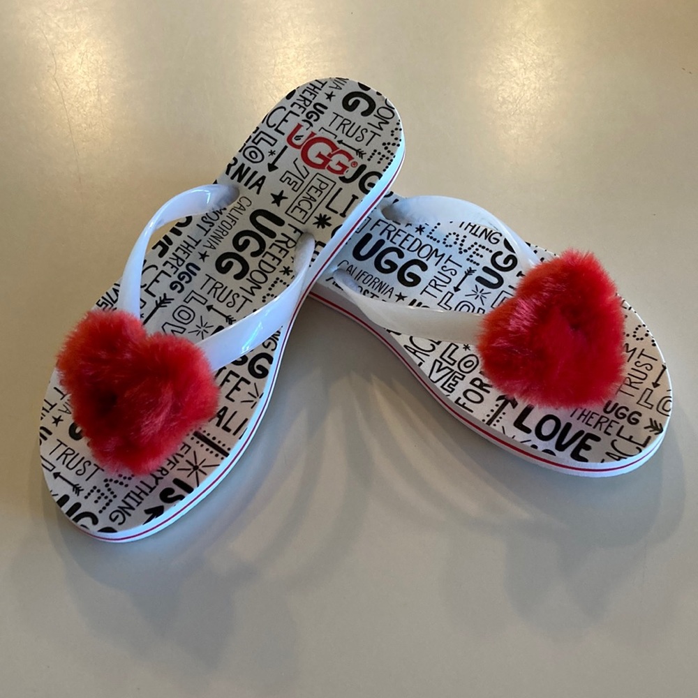 Ugg Flip Flops Red / White / Black